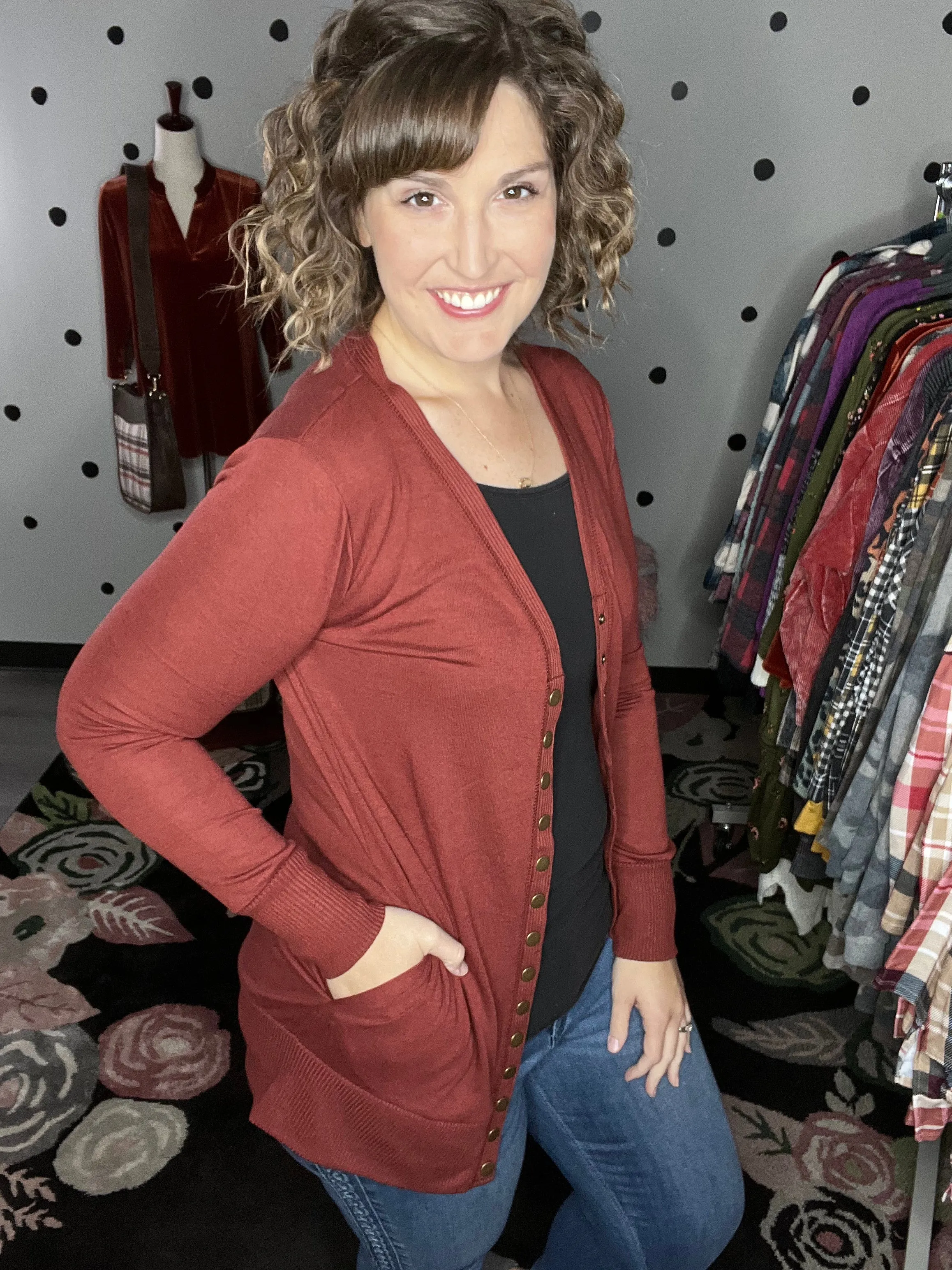 Shirley | Longline Snap Up Cardigan