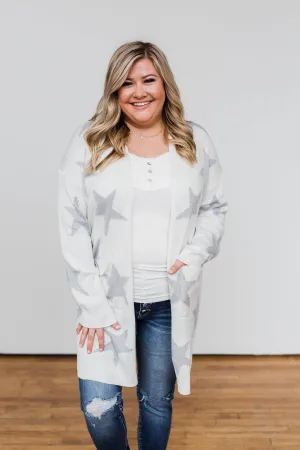 Shoot For The Stars Knit Cardigan- Ivory & Grey