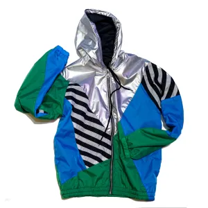 Silver Hood Green Blue Track Jacket