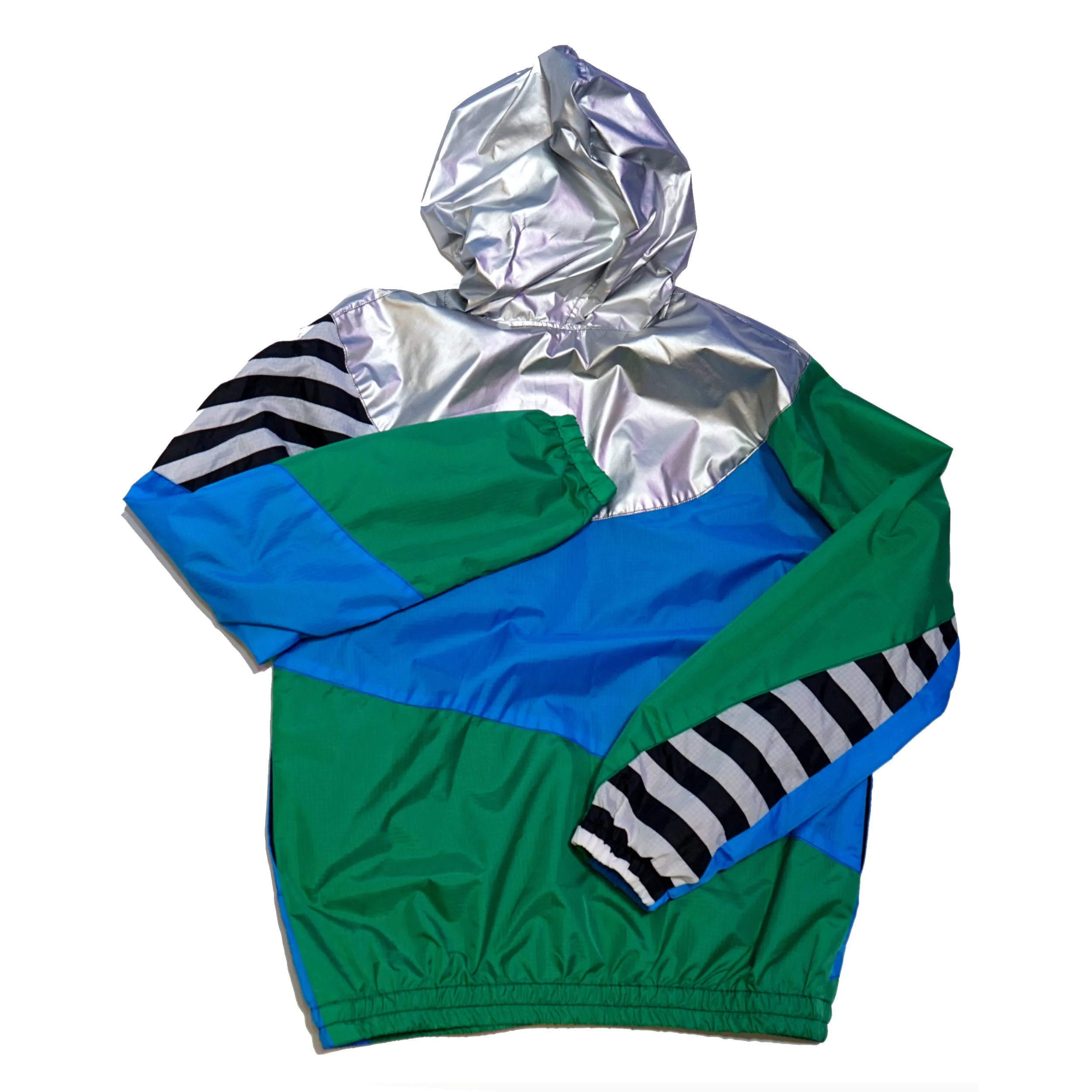 Silver Hood Green Blue Track Jacket