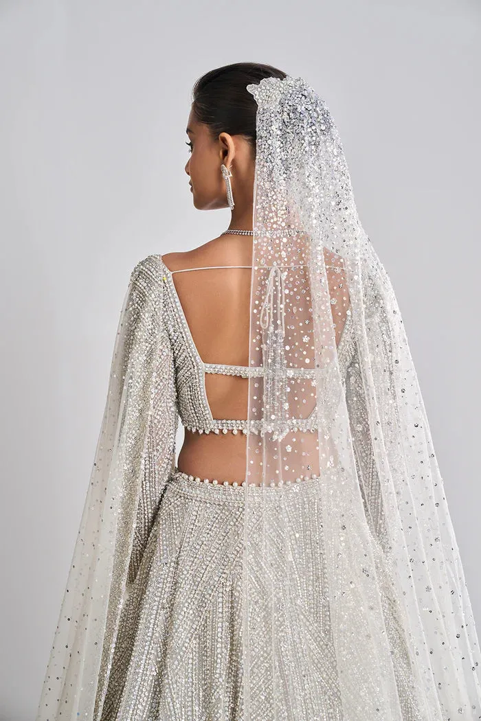 Silver Pearl Lehenga Set