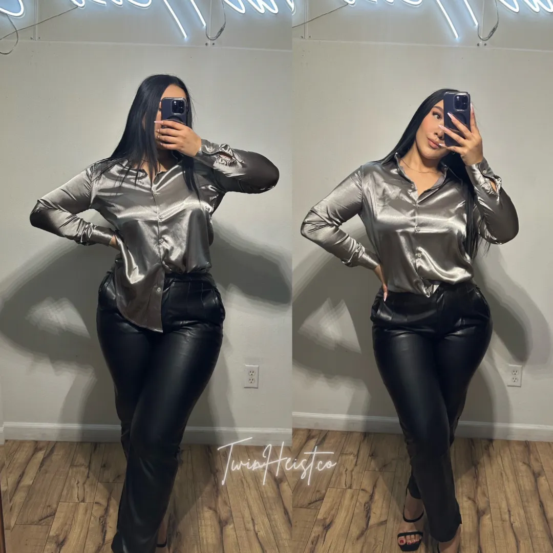 Silver Satin Top
