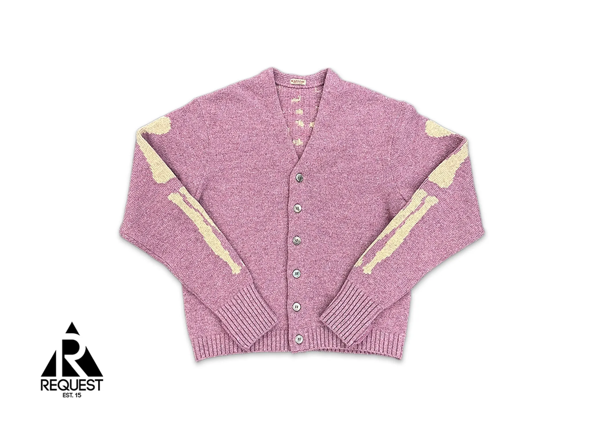 Skeleton Distressed Jacquard Knit Cardigan "Pink"