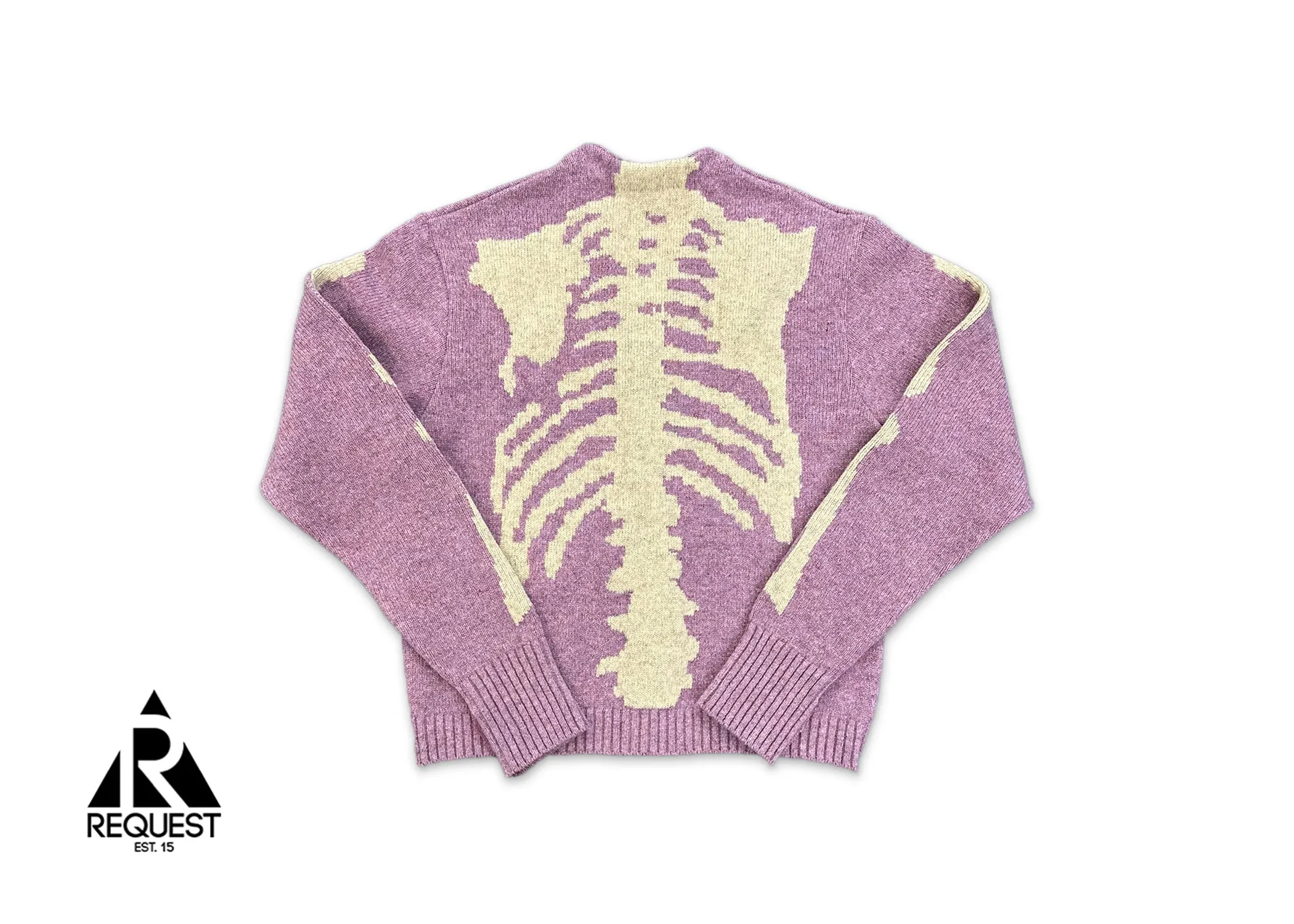 Skeleton Distressed Jacquard Knit Cardigan "Pink"