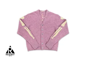 Skeleton Distressed Jacquard Knit Cardigan "Pink"