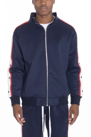SNAP BUTTON TRACK JACKET- NAVY