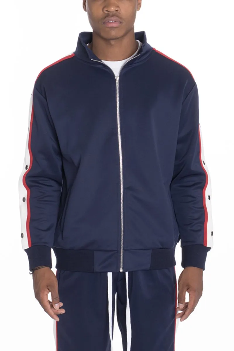 SNAP BUTTON TRACK JACKET- NAVY