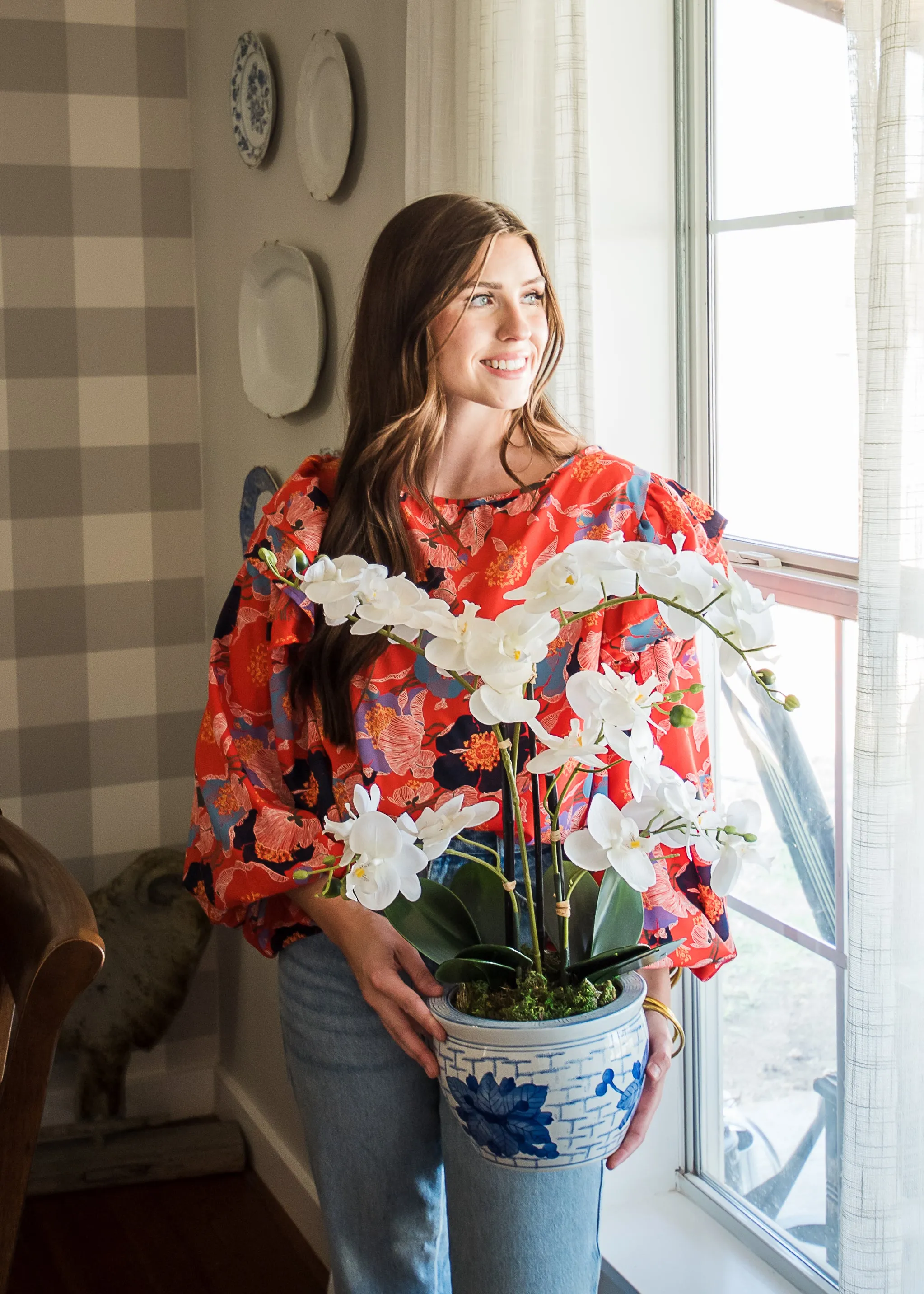 Spiced Red Floral Blouse