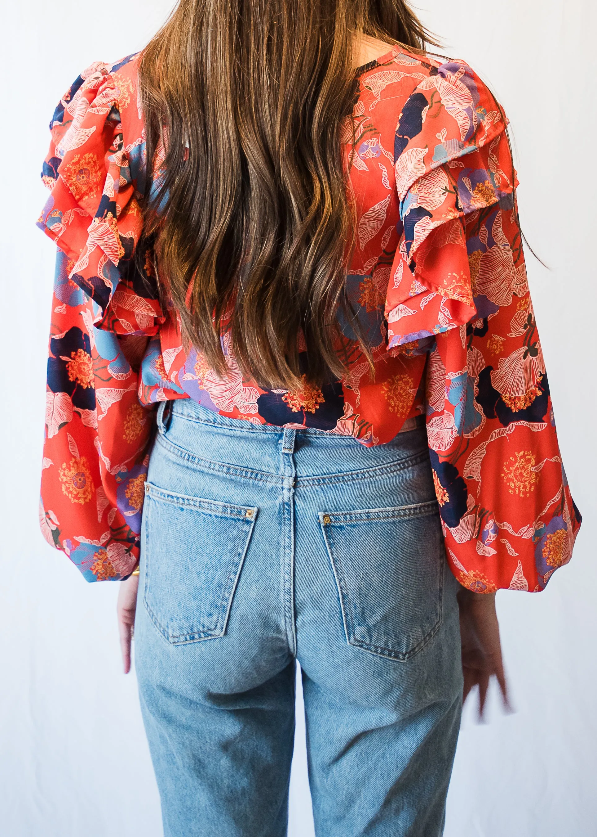 Spiced Red Floral Blouse
