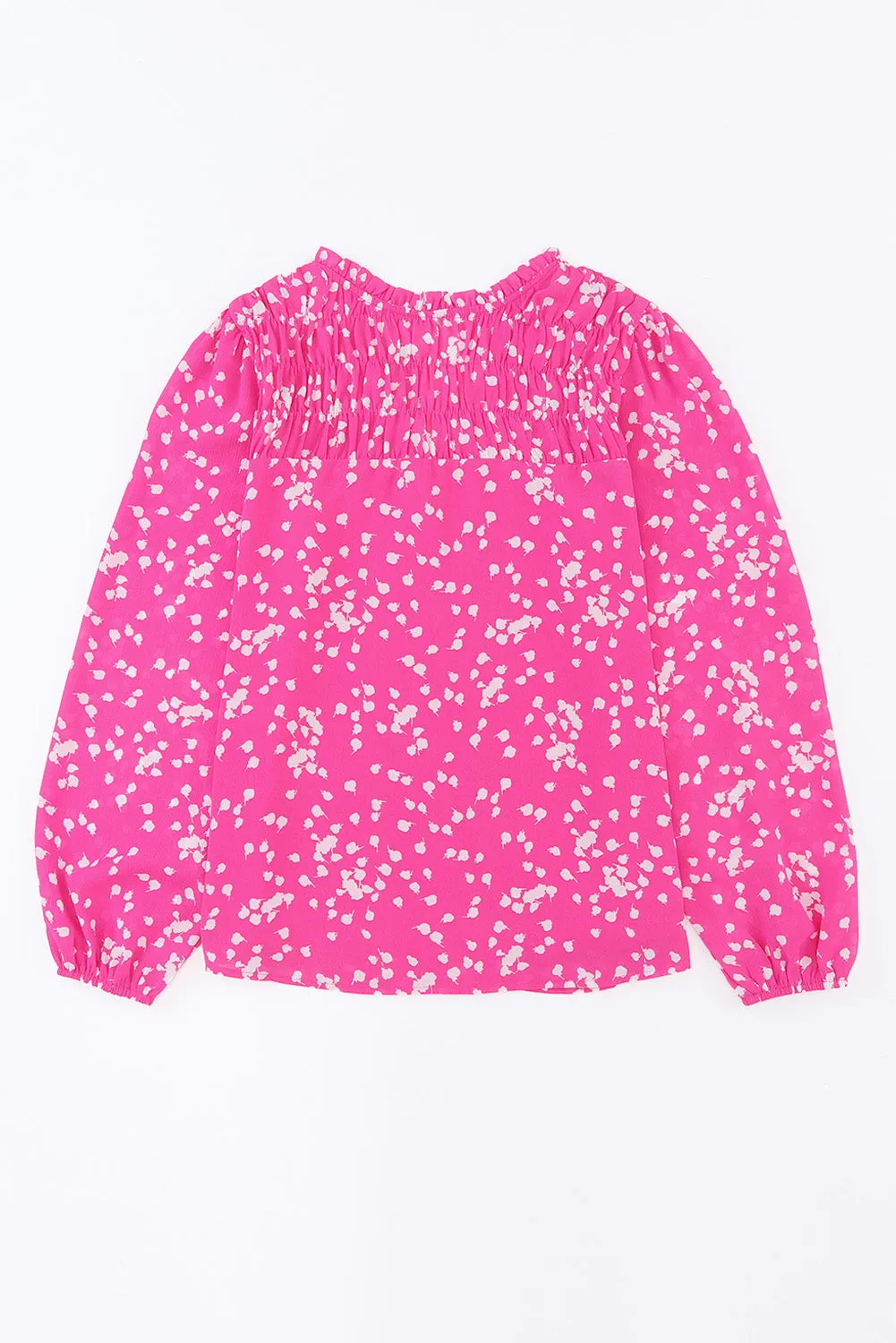 Split Neck Fall Printed Crinkled Blouse