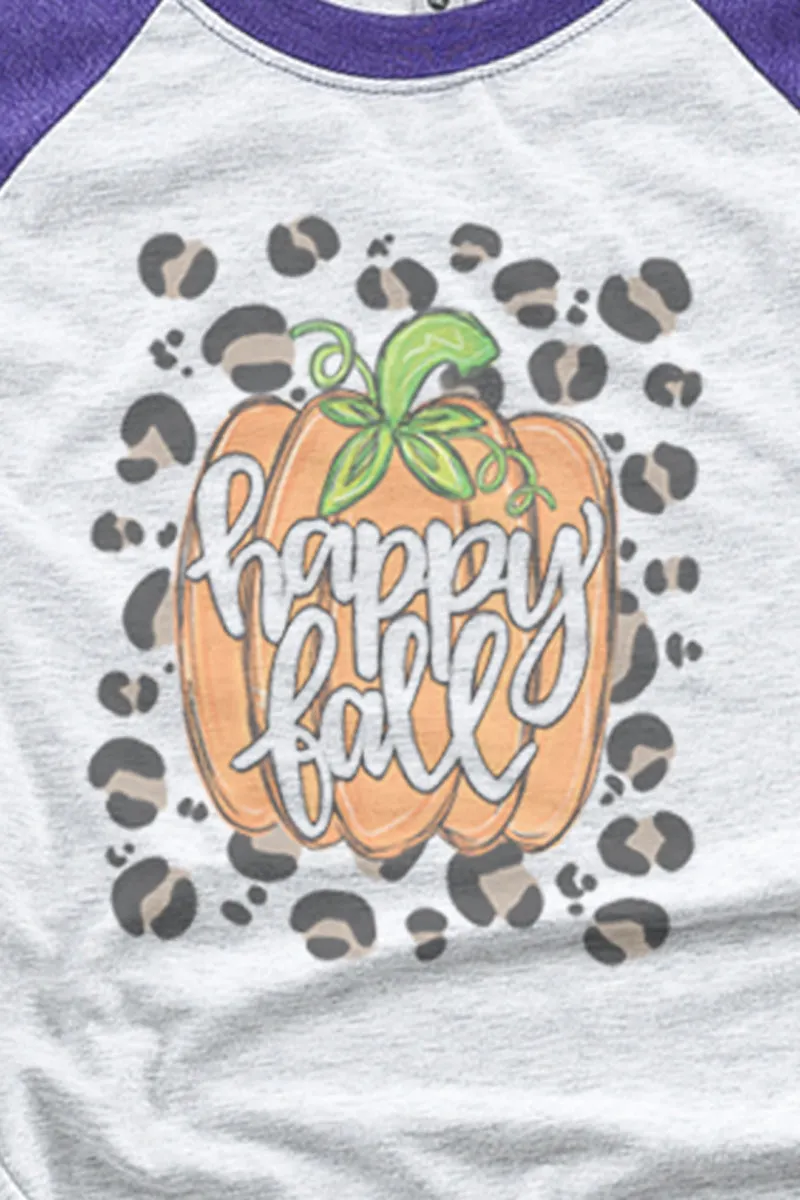 Spots Happy Fall Pumpkin Tri-Blend Unisex 3/4 Raglan