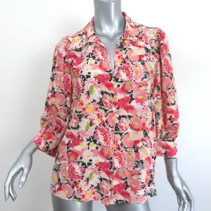 Stella McCartney Blouse Reese Pink Watercolor Floral Print Silk Size 40