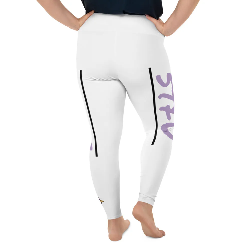 STFU Electric Purple Logo Plus Size Leggings - White