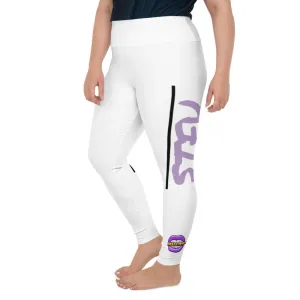 STFU Electric Purple Logo Plus Size Leggings - White