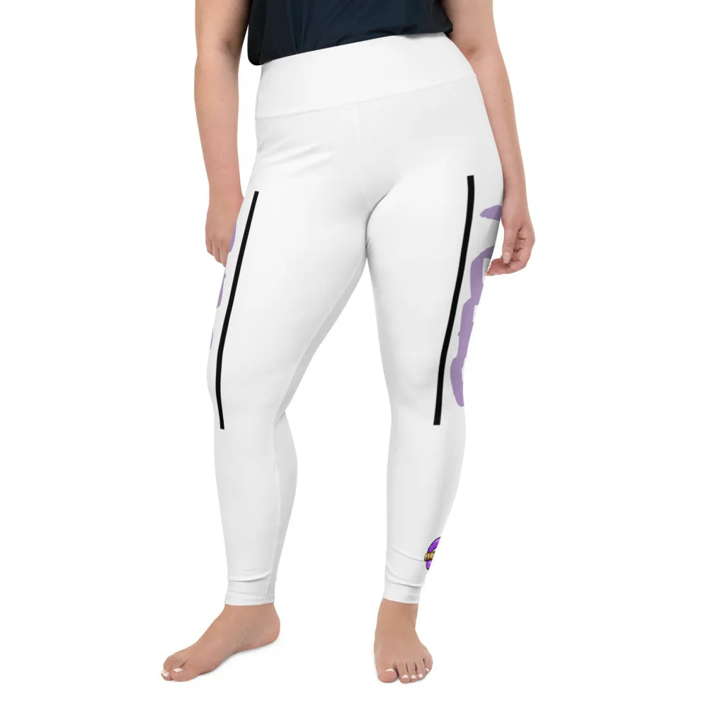 STFU Electric Purple Logo Plus Size Leggings - White