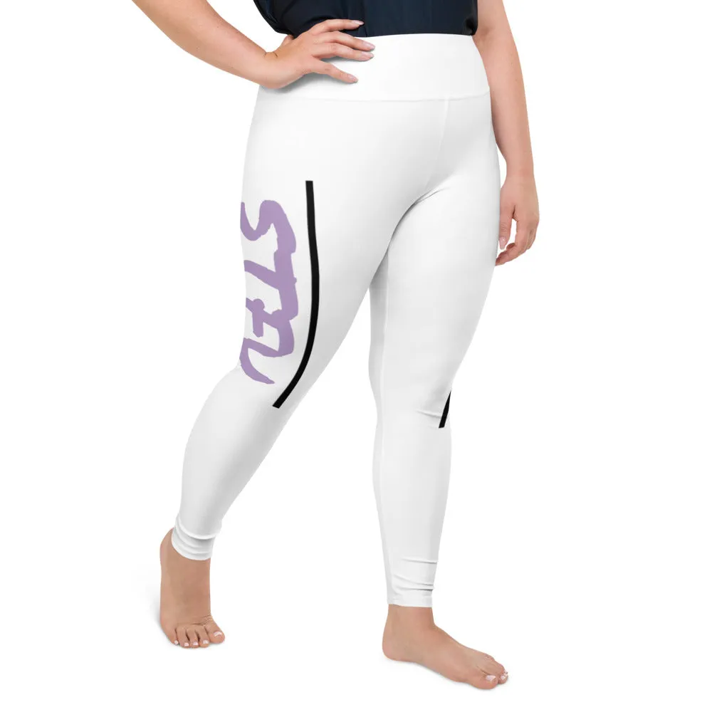 STFU Electric Purple Logo Plus Size Leggings - White
