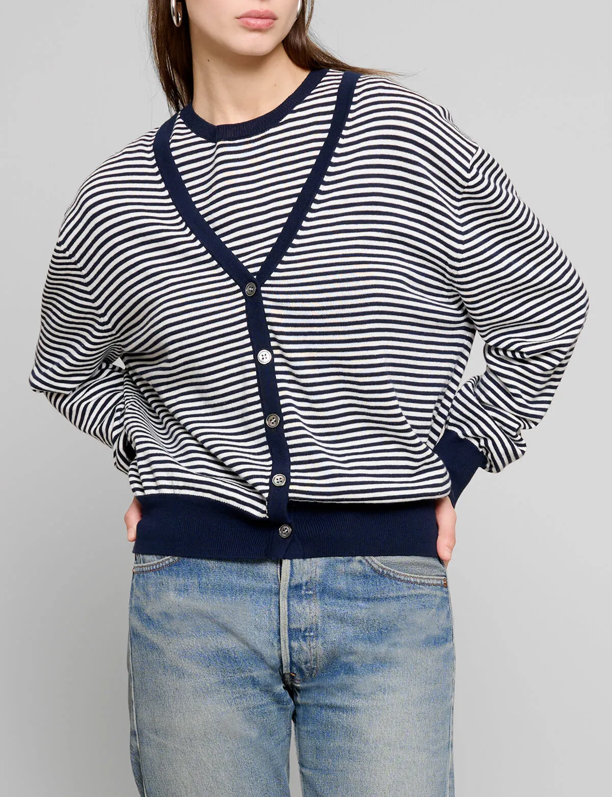 Stripe Cardigan Two-Piece Set
