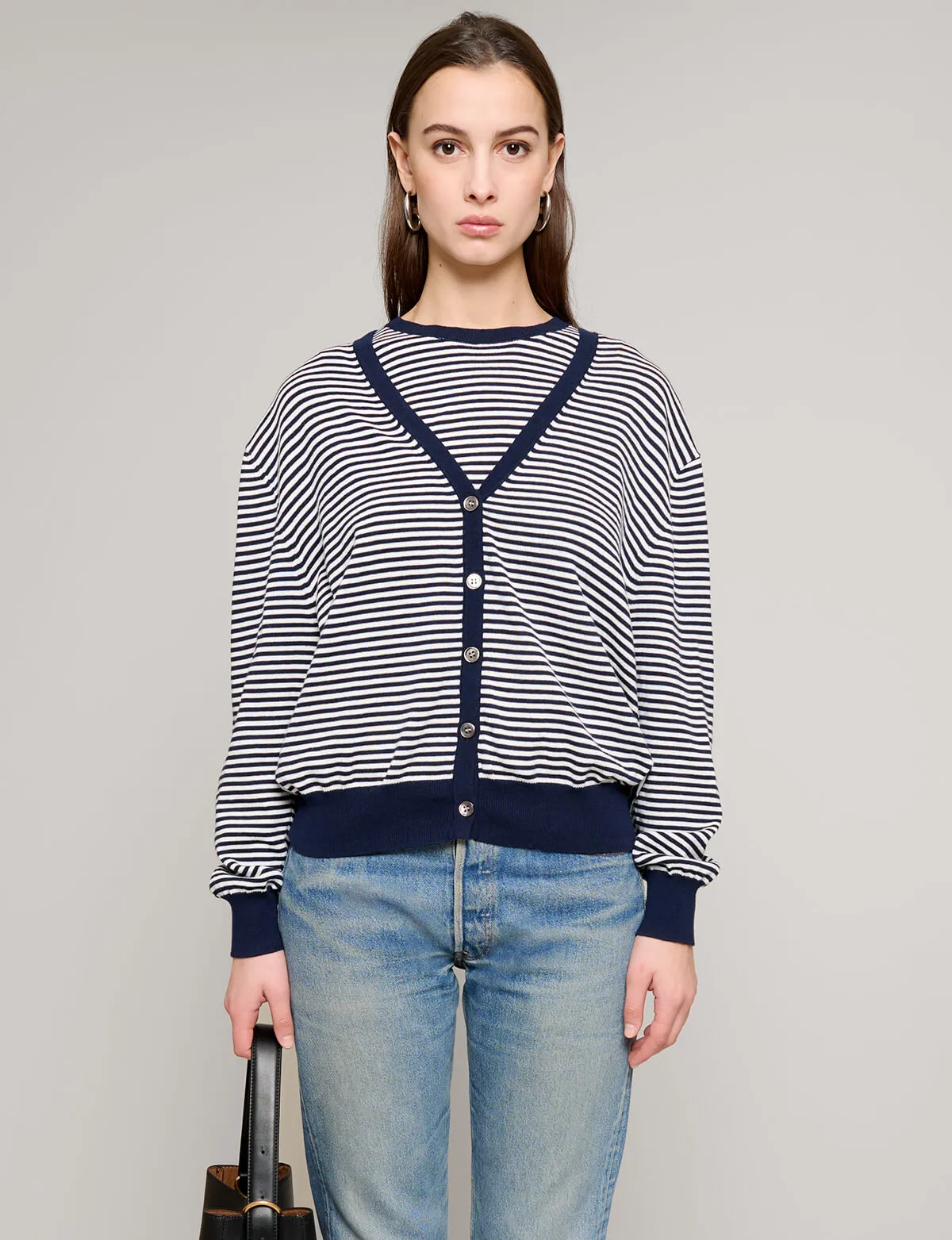 Stripe Cardigan Two-Piece Set