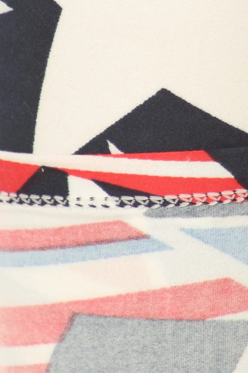 Striped and Solid Stars Printed Leggings