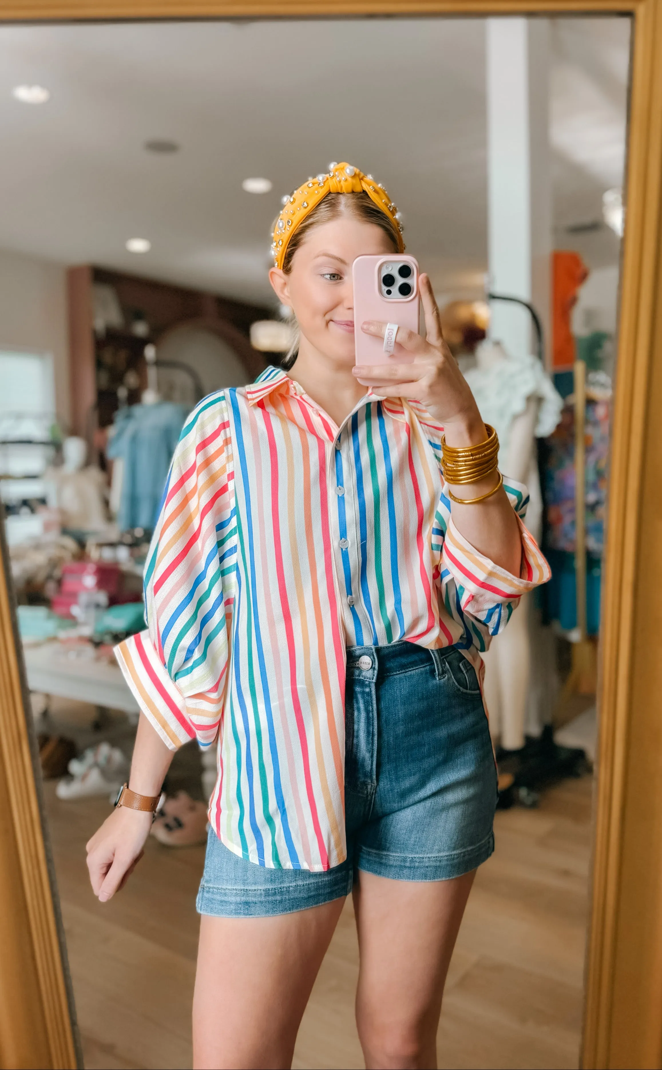 Striped Bubble Sleeve Top