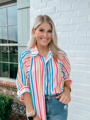 Striped Bubble Sleeve Top