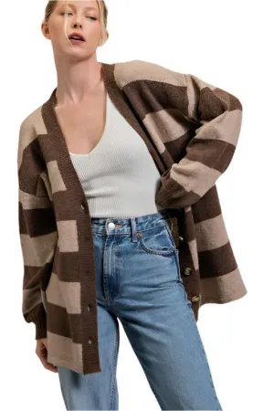 Striped Button Down Cardigan