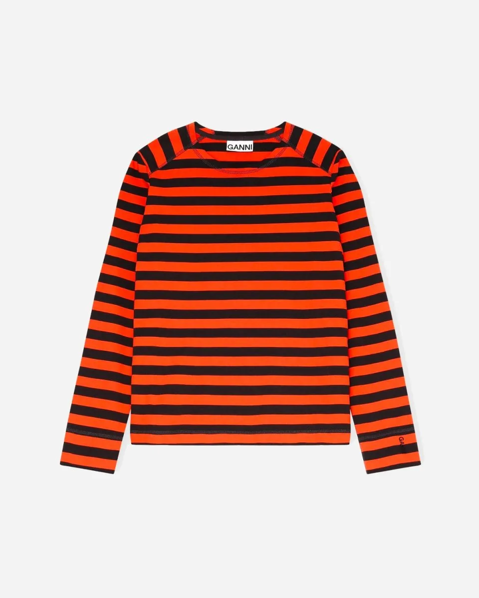 Striped Cotton Jersey - Flame