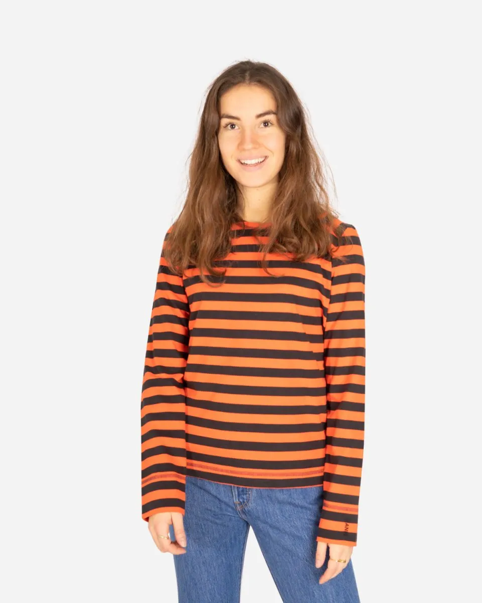 Striped Cotton Jersey - Flame