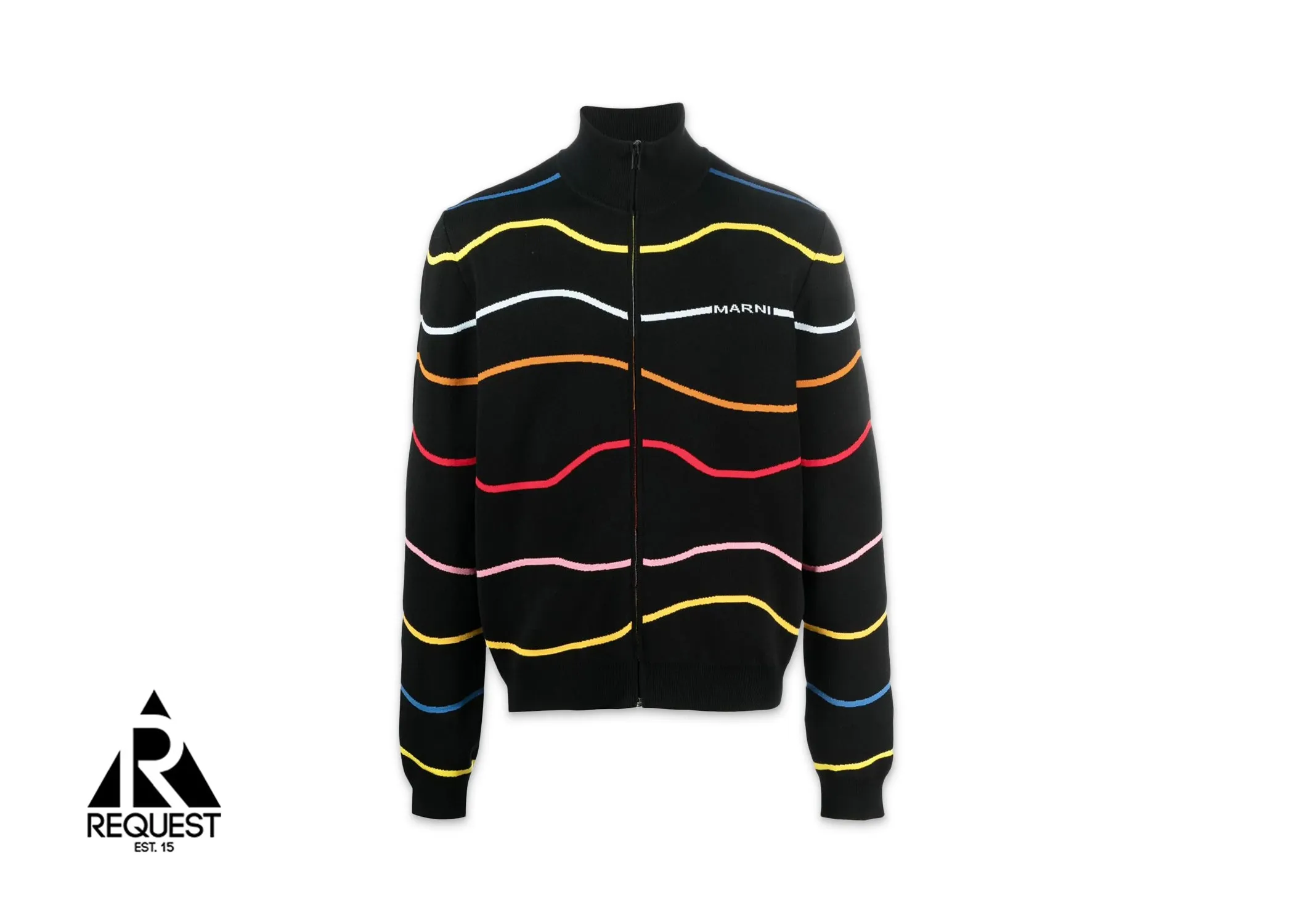 Striped Pattern Track Sweater "Black/Multi"
