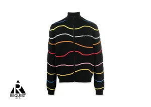 Striped Pattern Track Sweater "Black/Multi"