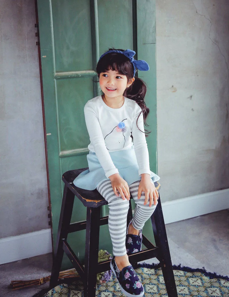 Striped Skirt Leggings Blue