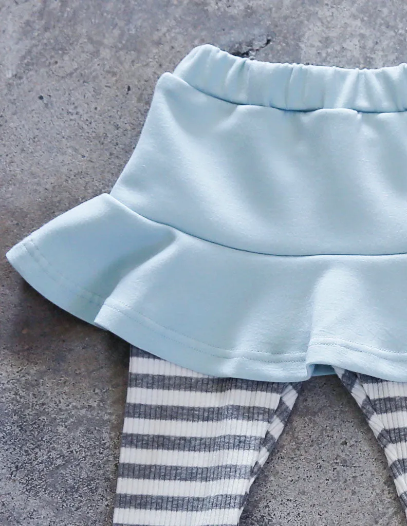 Striped Skirt Leggings Blue
