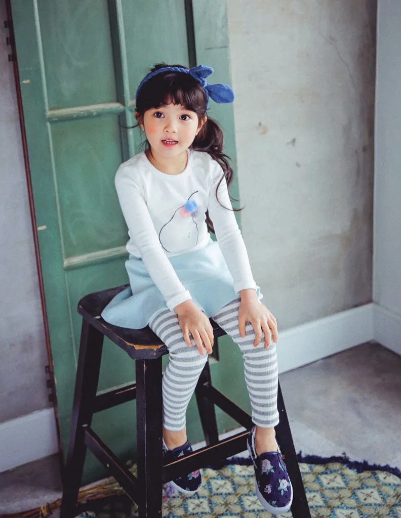 Striped Skirt Leggings Blue