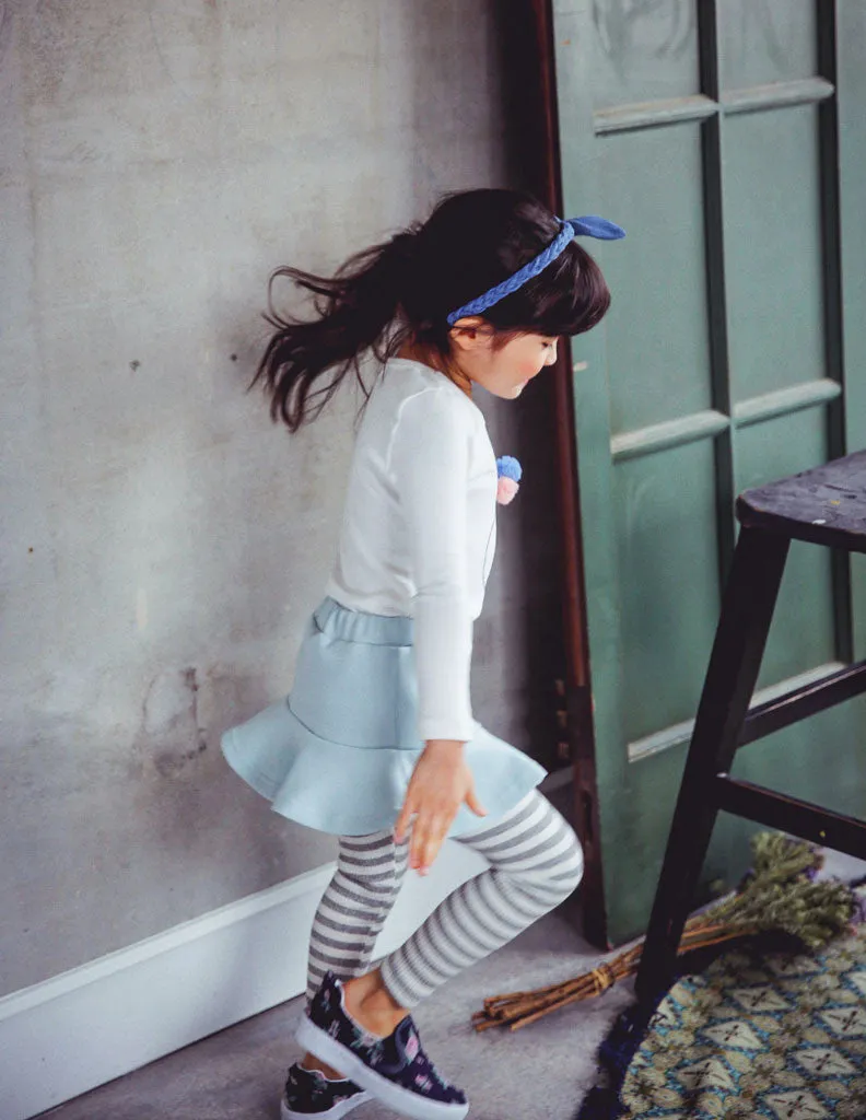 Striped Skirt Leggings Blue