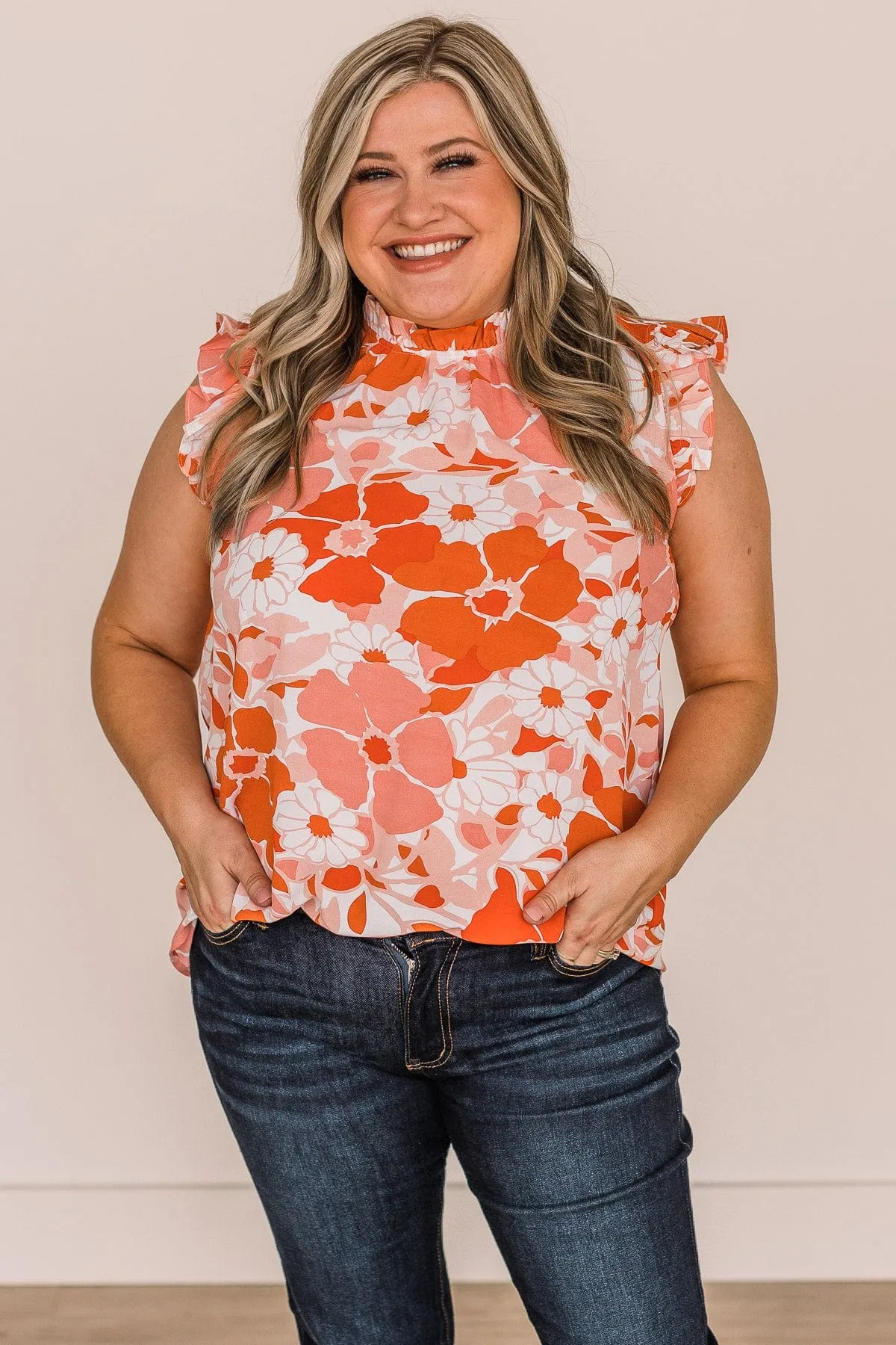 Stuck In The Past Floral Blouse- Peach & Orange