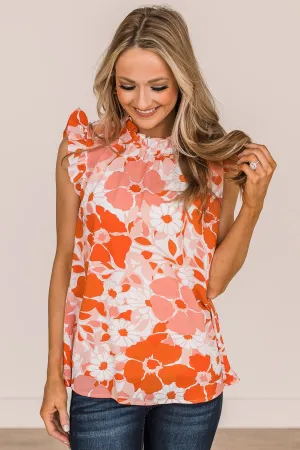 Stuck In The Past Floral Blouse- Peach & Orange