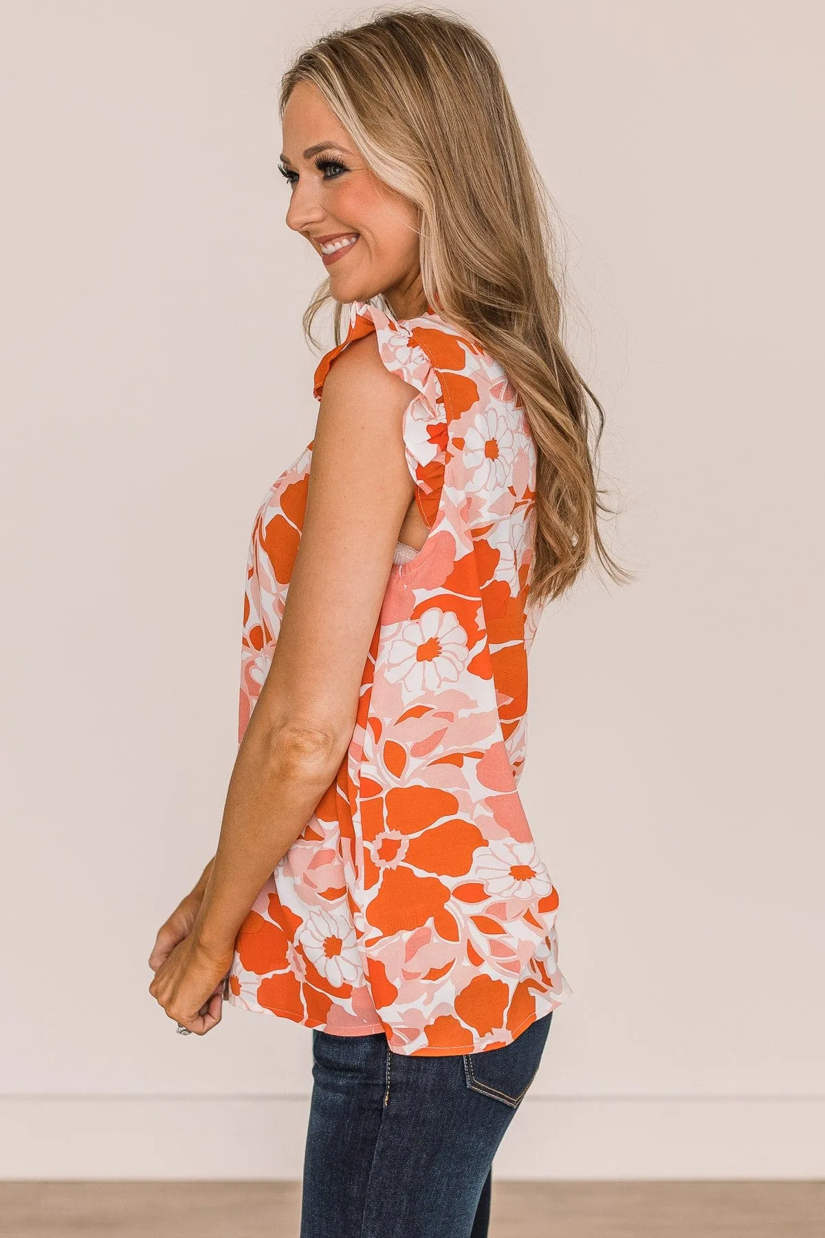 Stuck In The Past Floral Blouse- Peach & Orange