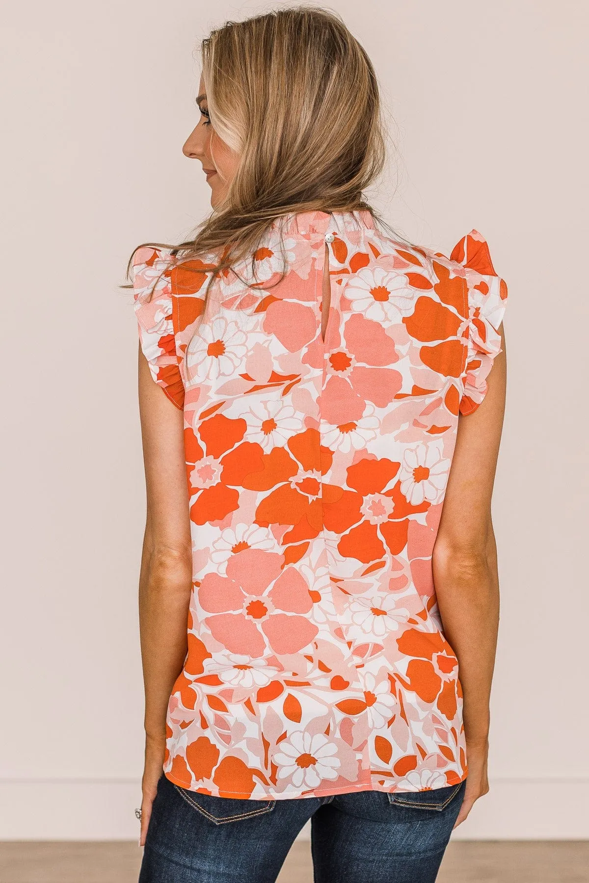 Stuck In The Past Floral Blouse- Peach & Orange