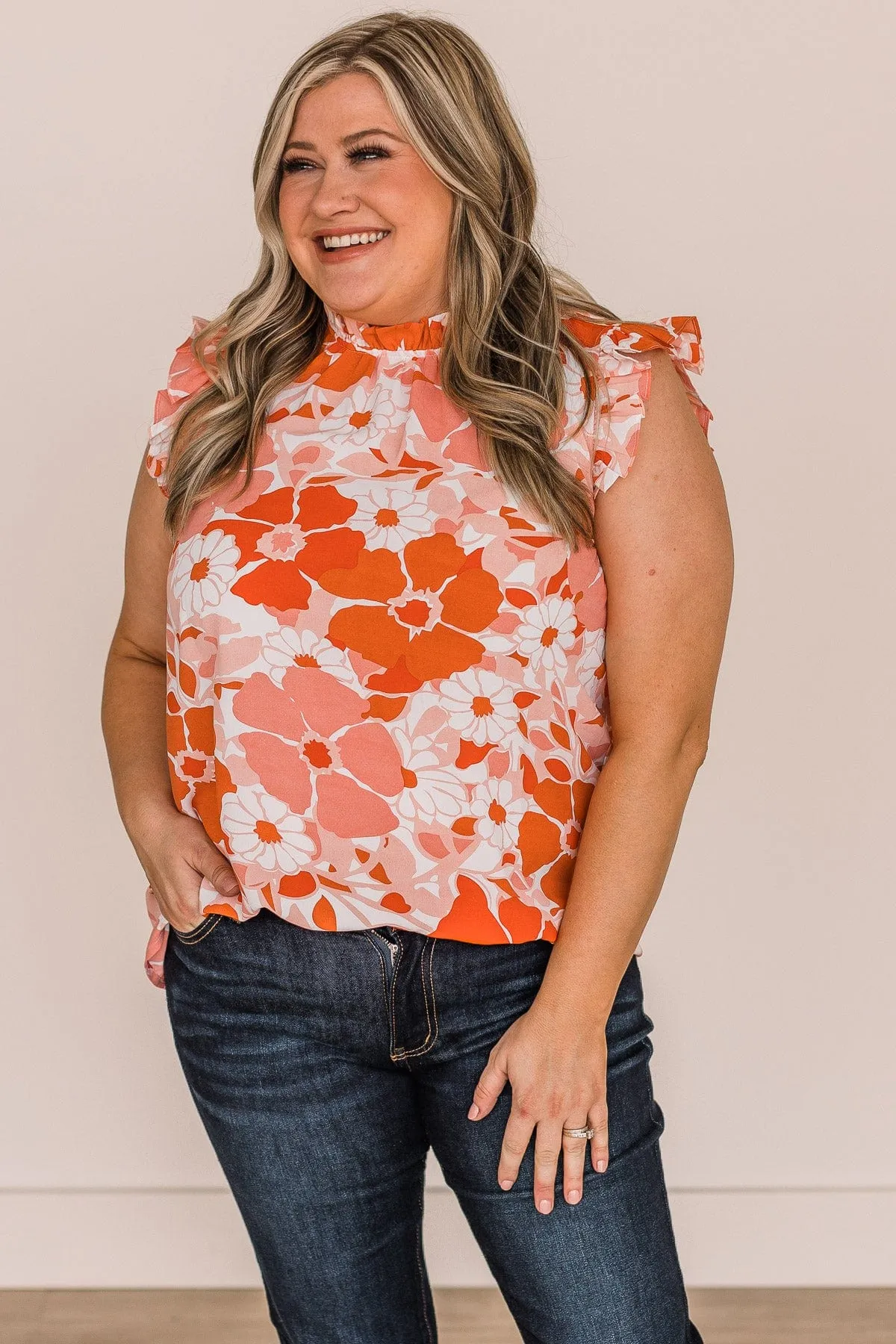 Stuck In The Past Floral Blouse- Peach & Orange