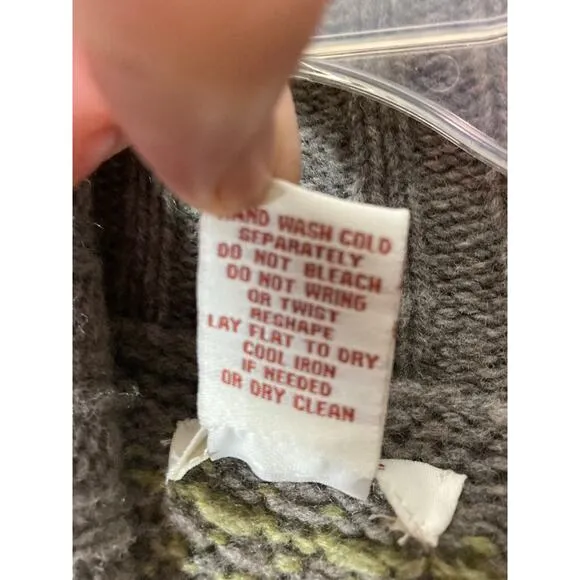 Sundance Cardigan 100% Lambs Wool Gray Size L