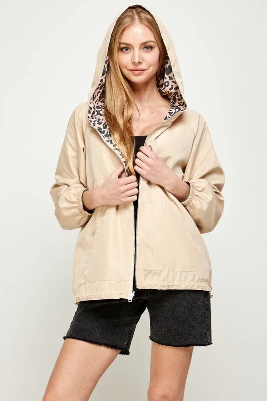 Sweet Generis REVERSIBLE CONTRAST PRINT ZIP UP WINDBREAKER HOODIE