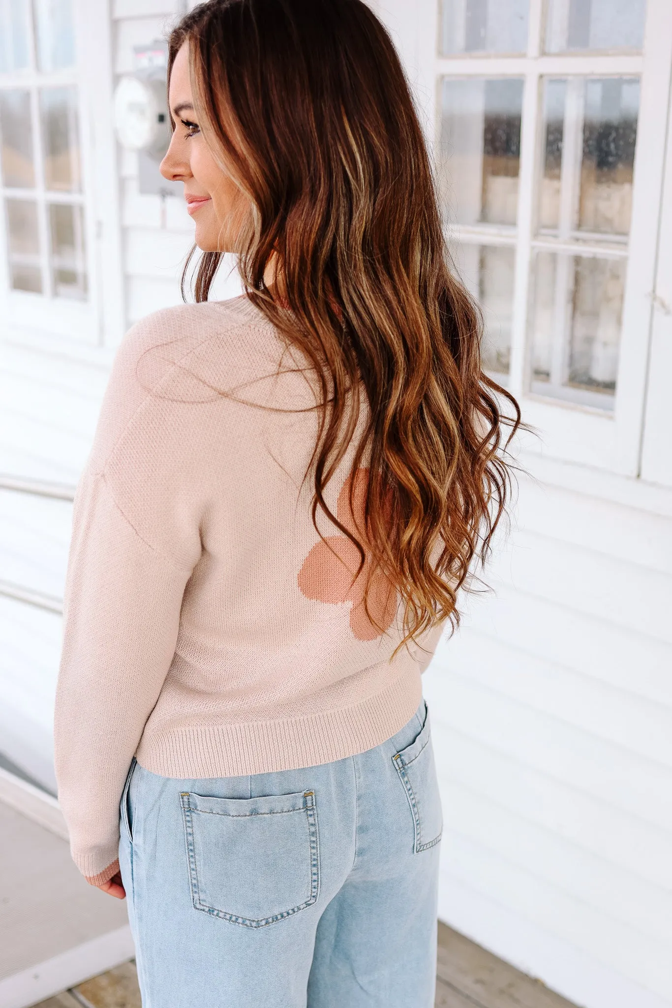 Sylvie Flower Button Cardigan - Taupe