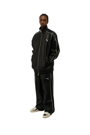 T7 Oversized Pleather Track Jacket