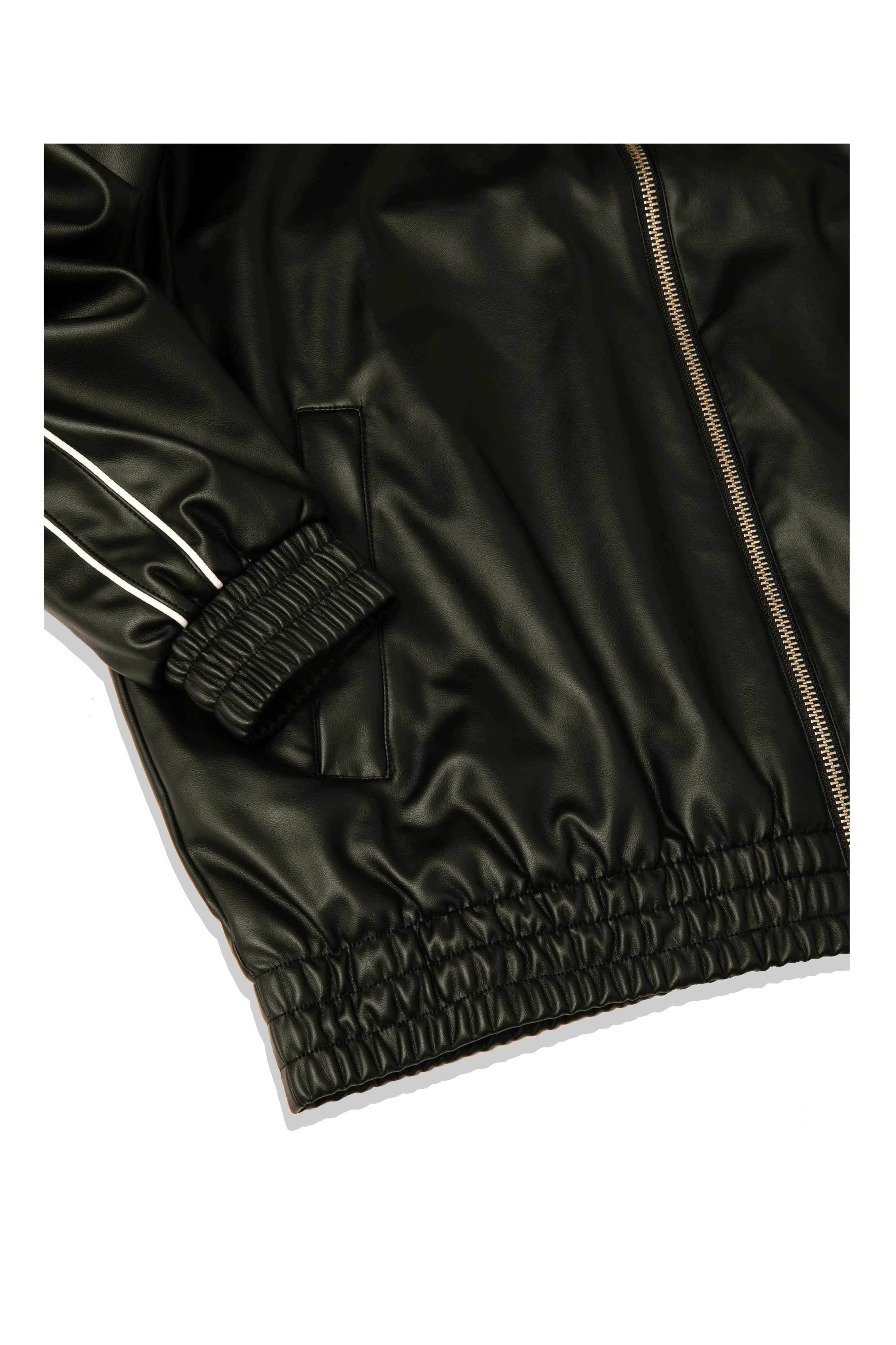 T7 Oversized Pleather Track Jacket
