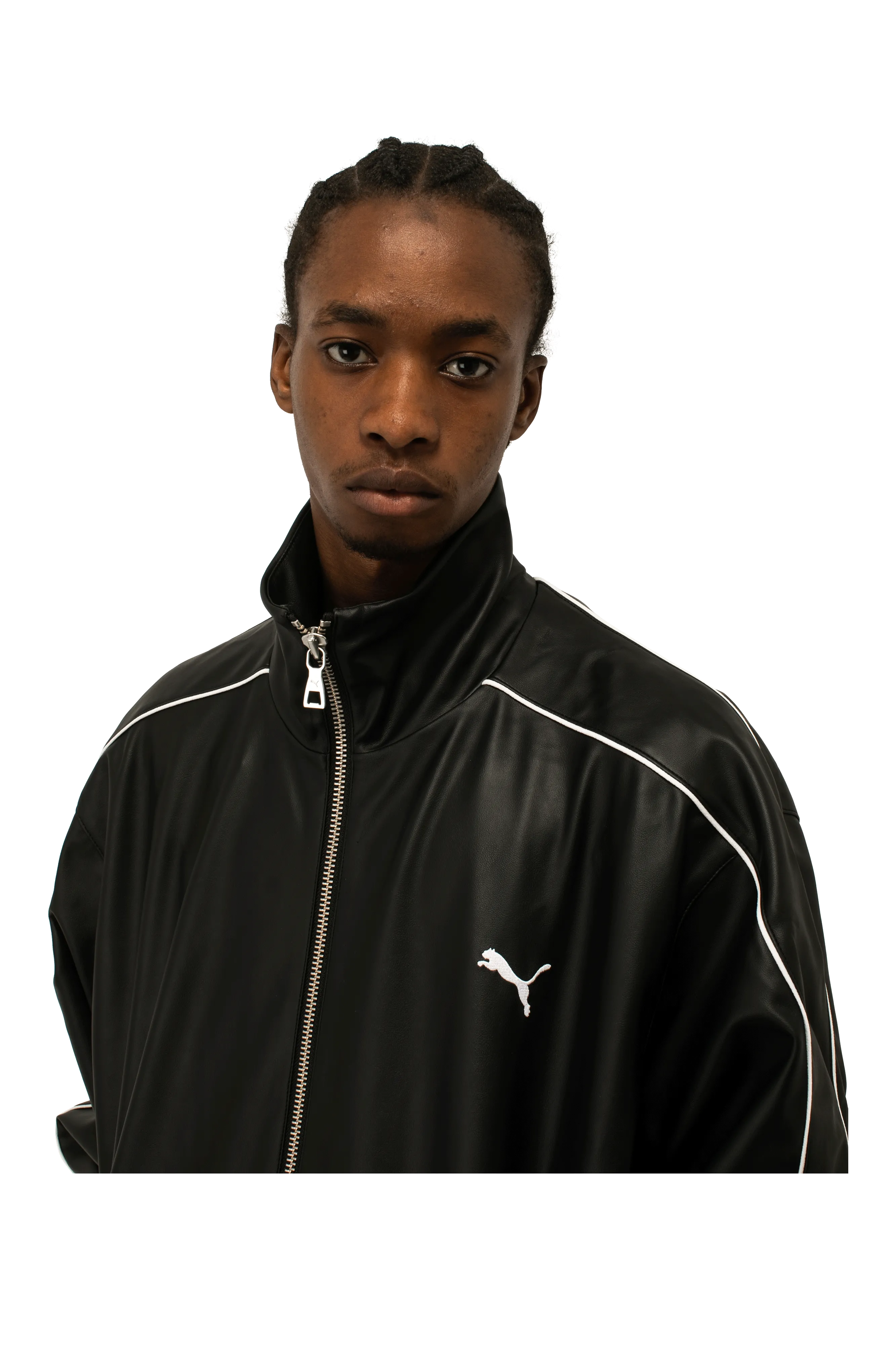 T7 Oversized Pleather Track Jacket