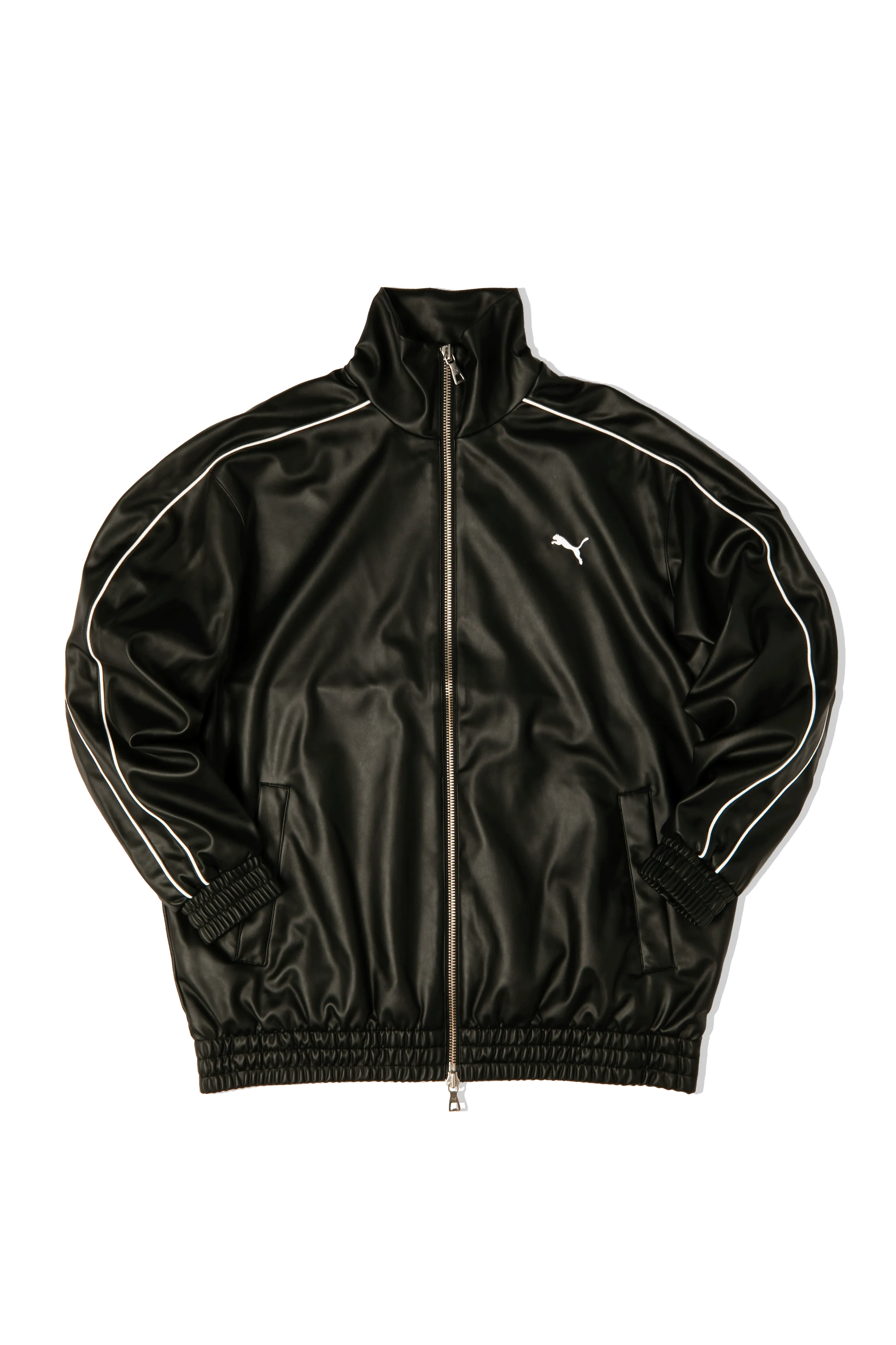 T7 Oversized Pleather Track Jacket