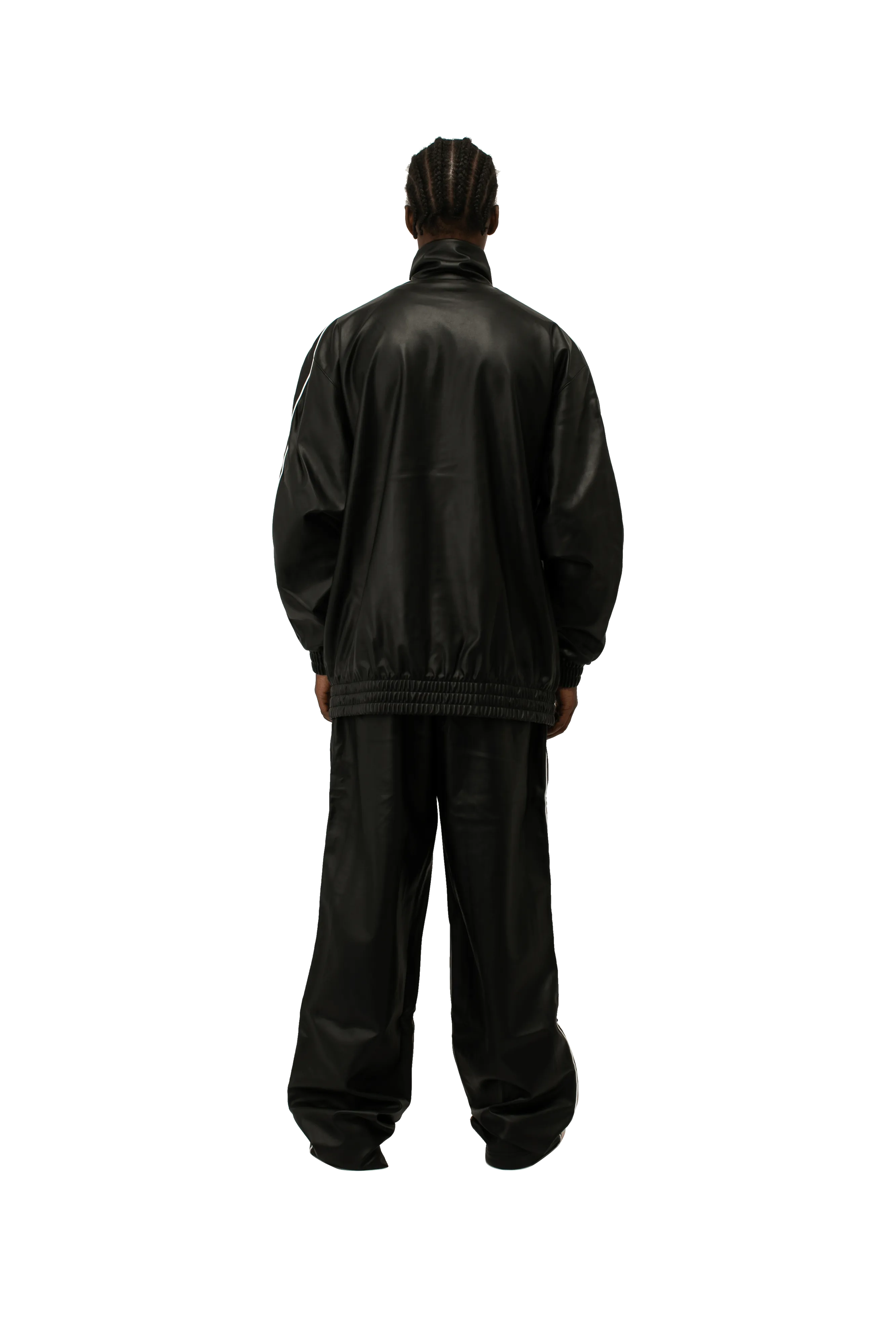 T7 Oversized Pleather Track Jacket