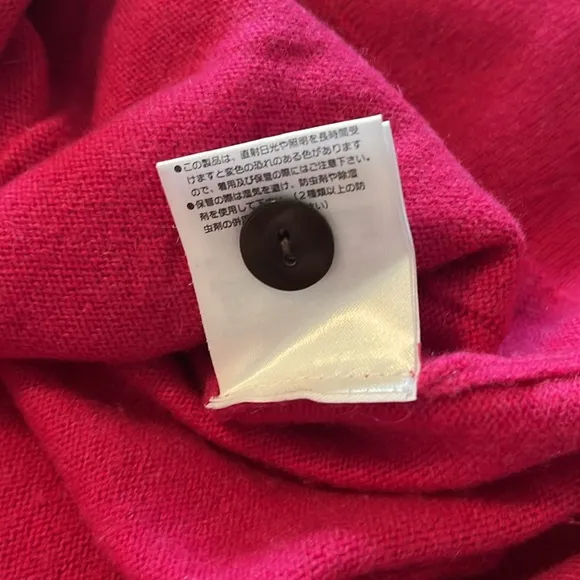 Takashimaya Japan 100% Cashmere Cardigan Sweater Pockets Size Medium Hot Pink