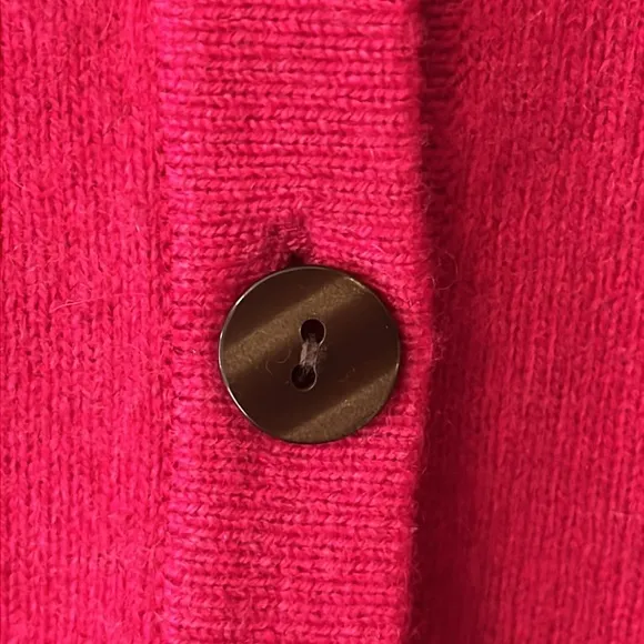 Takashimaya Japan 100% Cashmere Cardigan Sweater Pockets Size Medium Hot Pink
