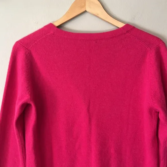 Takashimaya Japan 100% Cashmere Cardigan Sweater Pockets Size Medium Hot Pink